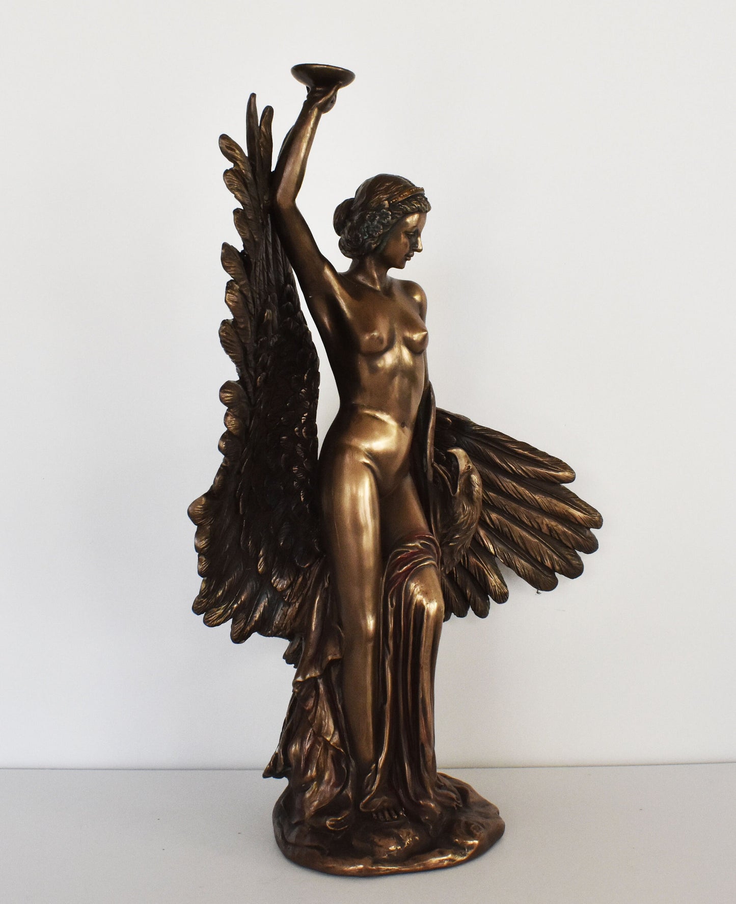 Hebe and the Eagle of Zeus - Greek Roman Goddess of Youth or the Prime of Life - Cold Cast Bronze Resin