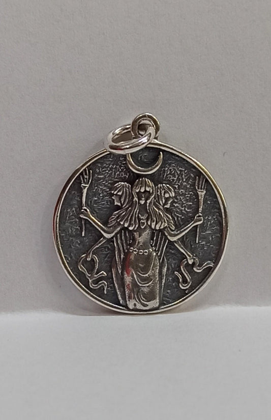 Hecate - Goddess - Crossroads, Night, Magic, Witchcraft, Ghosts, Necromancy, Sorcery - Pendant - 925 Sterling Silver