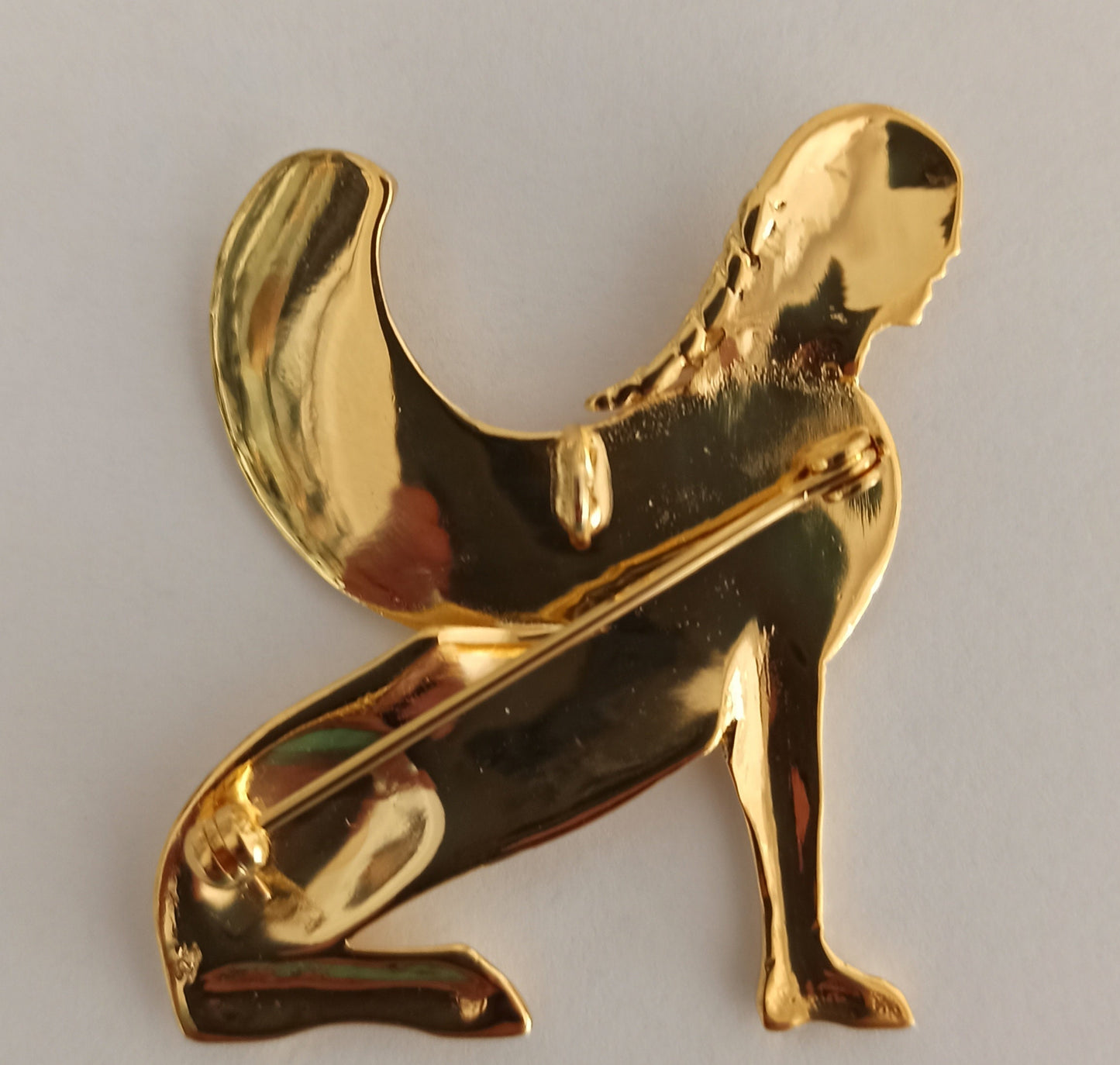 Sphinx - Guardian of Sacred Places, Symbol of Mystery - Mortal and Immortal - Gold Plated Pendant - Brooch Pin - 925 Sterling Silver