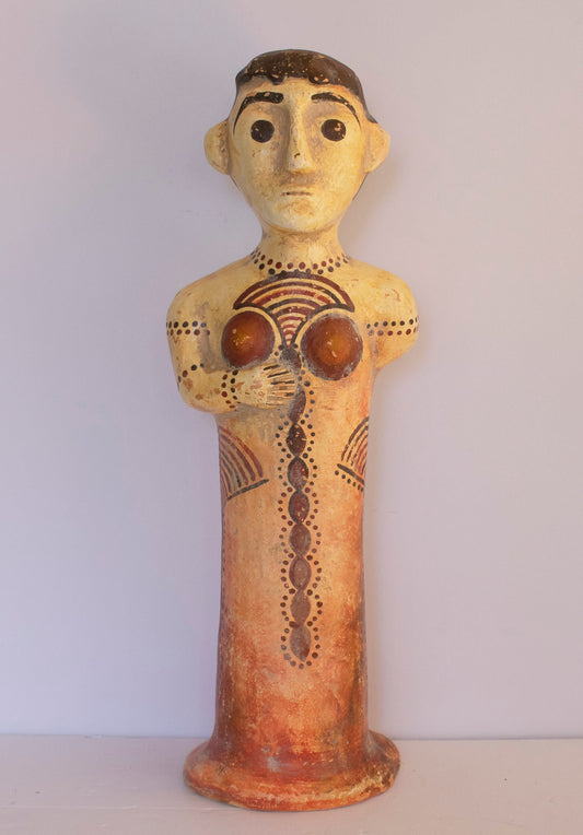 Mycenaean Female Idol  -  Goddess or Worshipper - Spiritual Prayer Ceremony - Museum Reproduction - Ceramic Artifact