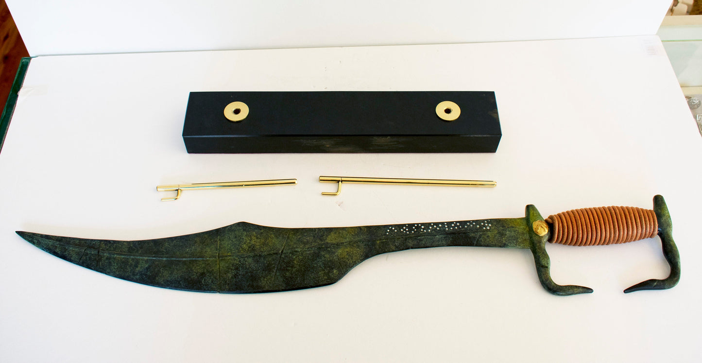 Leonidas Sword - Spartan King - Leader of 300 - Battle of Thermopylae - 480 BC - Marble Base - Small - pure Bronze Sculpture
