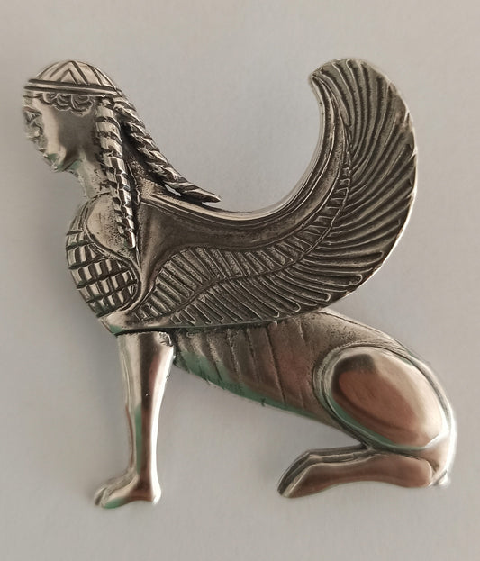Sphinx - Guardian of Sacred Places, Symbol of Mystery  - Mortal and  Immortal - Pendant - Brooch Pin - 925 Sterling Silver