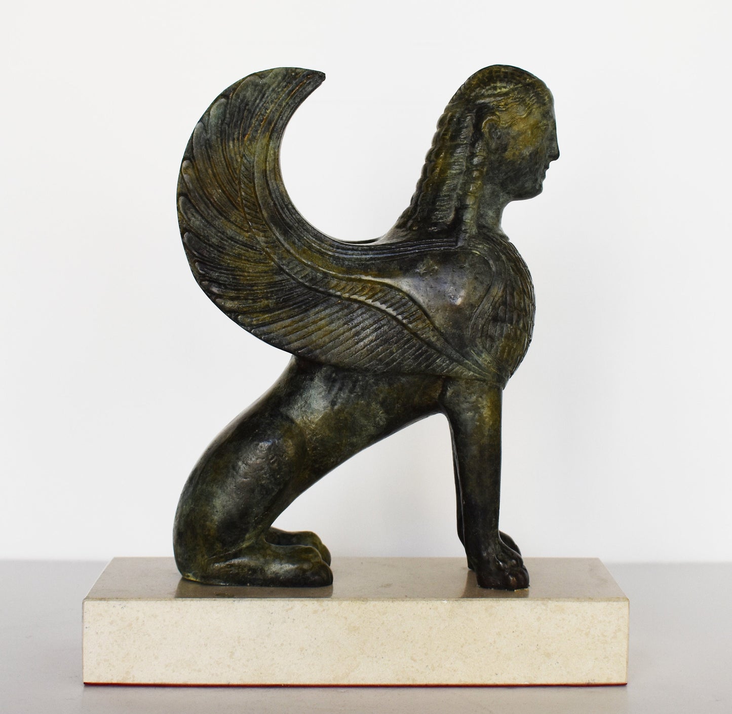 Sphinx of Naxos - Temple of Apollo - Guardian, Flanking the Entrances - Archaeological Museum of Delphi - pure bronze statue