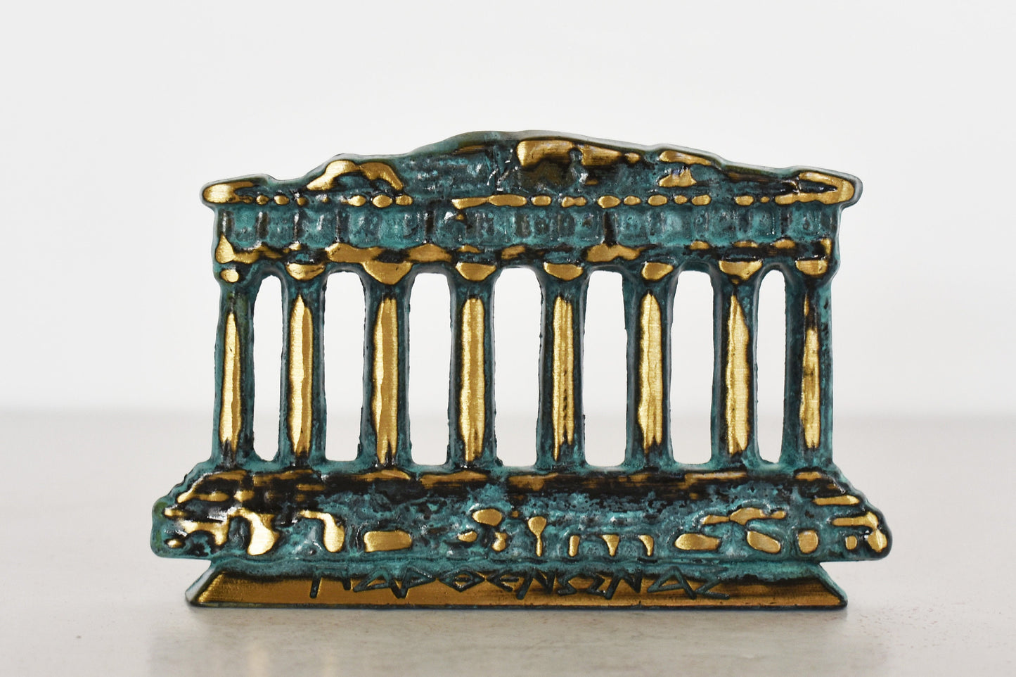 Parthenon Temple - Dedicated by the Athenians to Athena Parthenos, the Patron of their City - pure bronze statue