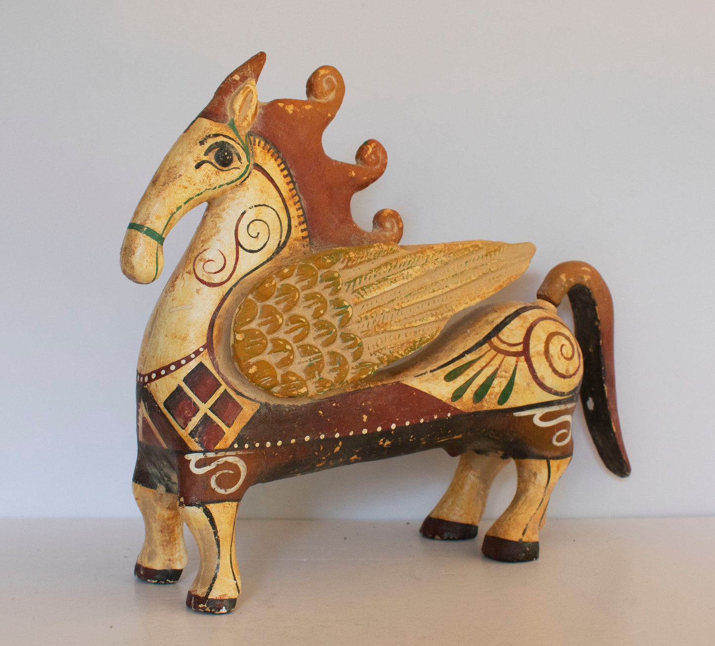 Pegasus -  Mythical Winged Divine Horse - Athens, Attica - 500 BC - Museum Reproduction  - Ceramic Artifact