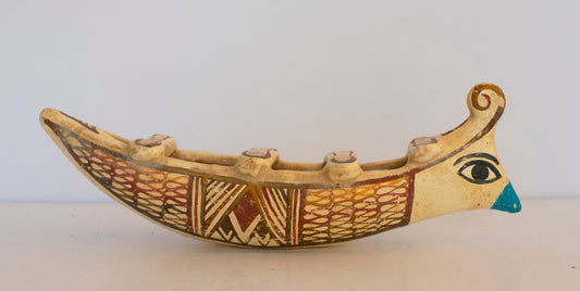 Clay Boat Model - Cyprus - ca 700 BC - Apotropaic Eye, Symbol of Protection -  Museum Reproduction - Ceramic Artifact