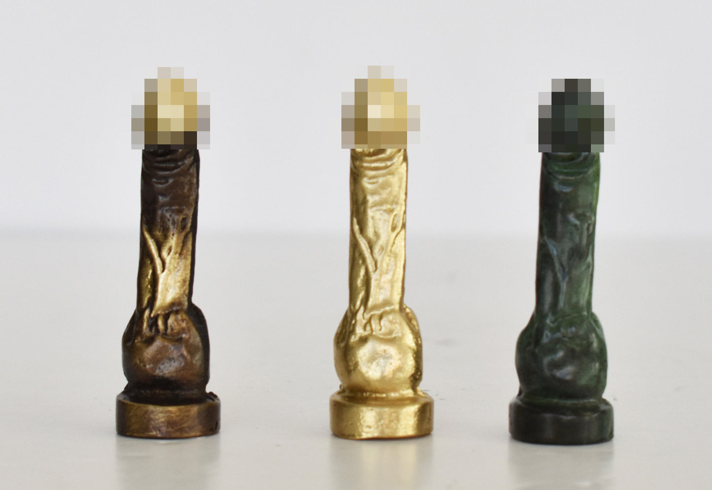 Ancient Greek Phallus - Set of Three - Small - Symbol of Good Fortune, Protected People and Sent Away Evil - pure bronze statue