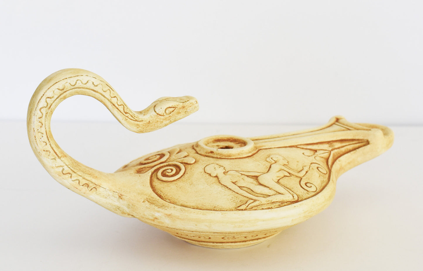 Oil Lamp - Ancient Erotic Scene - Athens, 500 BC - Museum Reproduction - Ceramic Artifact