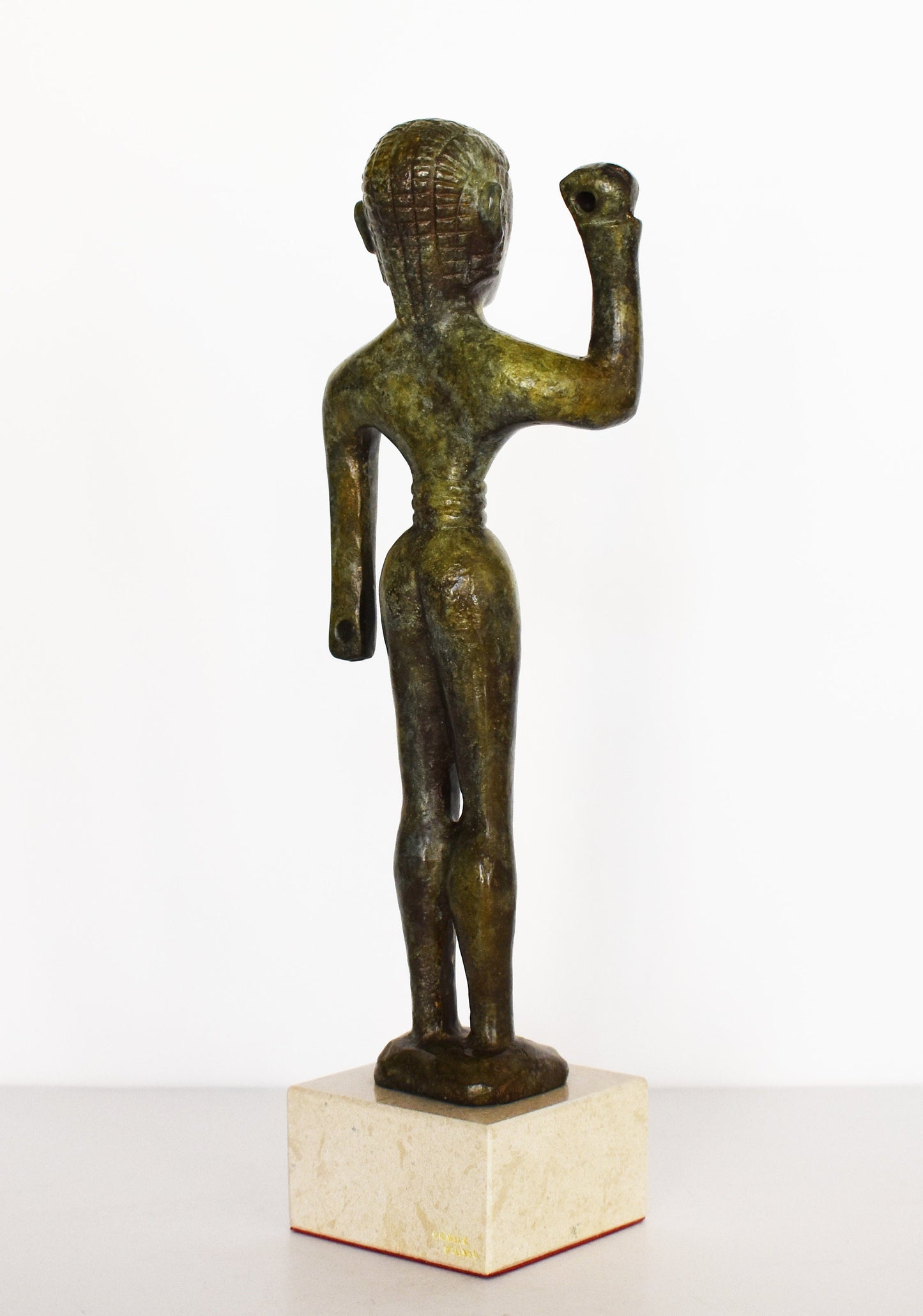 Spear Bearer - 750-725 BC - Archaeological Museum of Olympia - Marble Base - Replica - Pure Bronze Statue