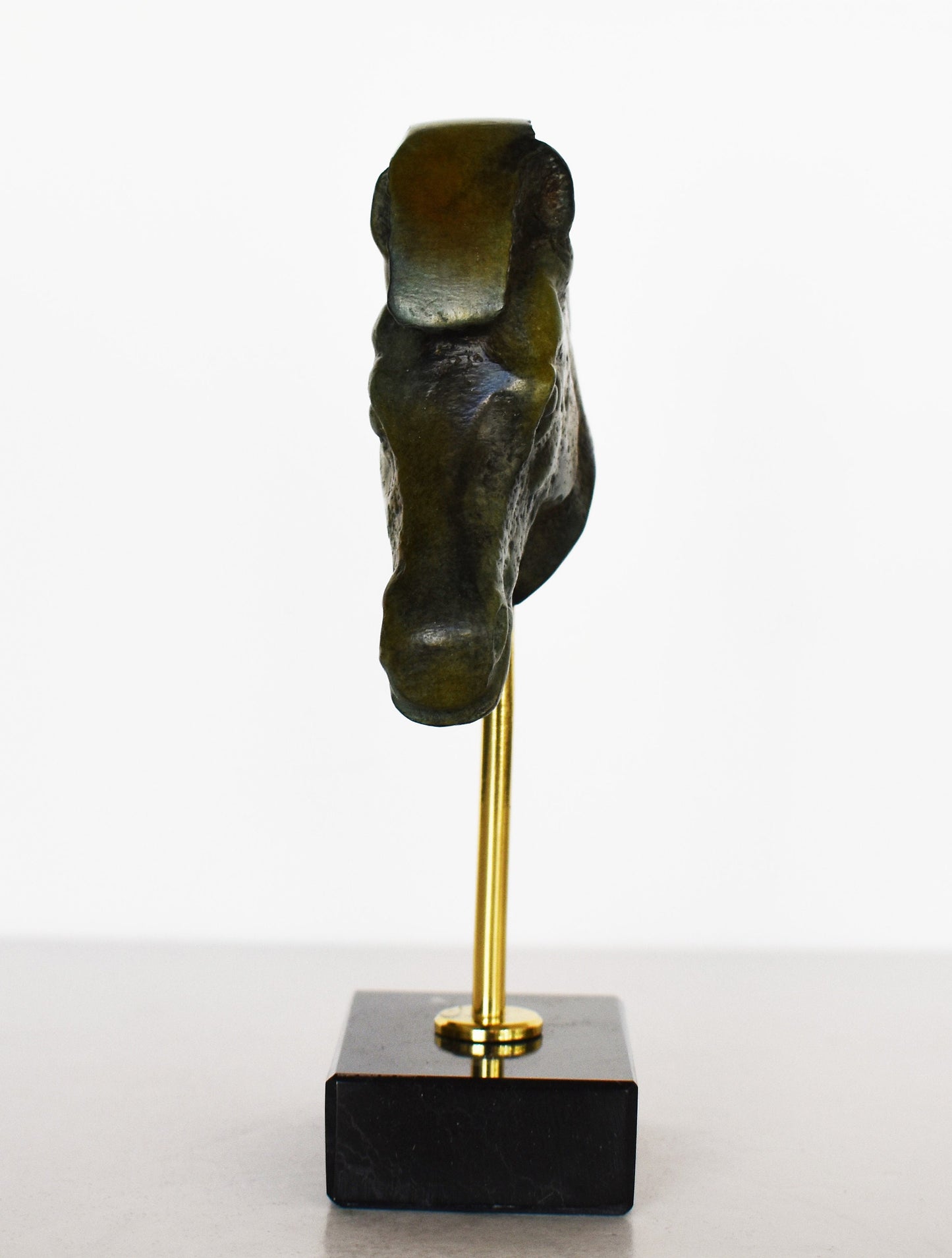 Ancient Greek Horse Head - Pure Bronze Sculpture - Symbol of Wealth and Prosperity - Marble Base - Museum Copy