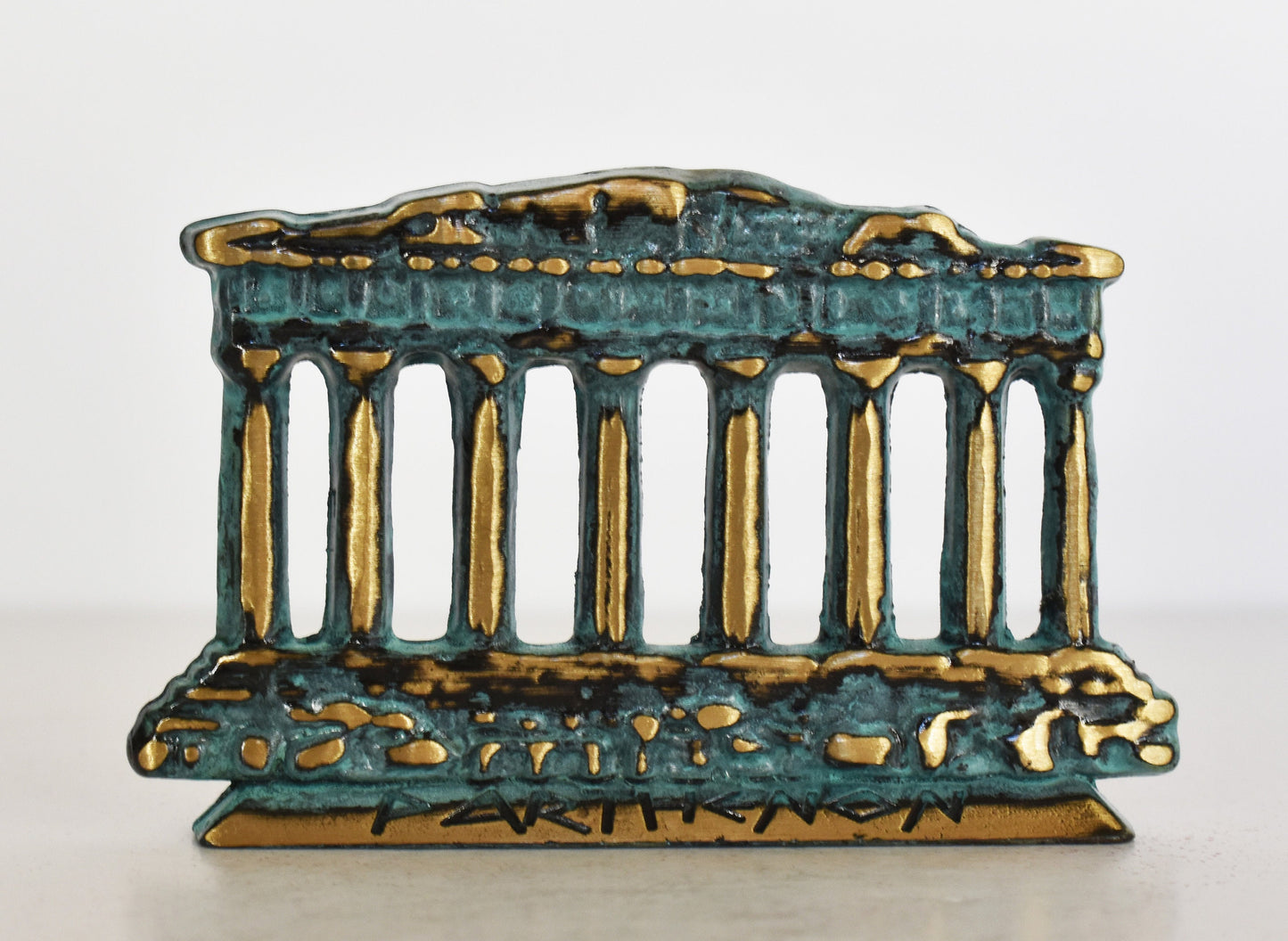 Parthenon Temple - Dedicated by the Athenians to Athena Parthenos, the Patron of their City - pure bronze statue