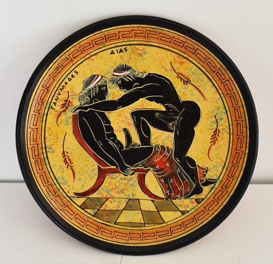 Zeus and Ganymedes - Homosexual Love - Relationship - Cupbearer and Lover on mount Olympus - Ceramic plate - Handmade in Greece