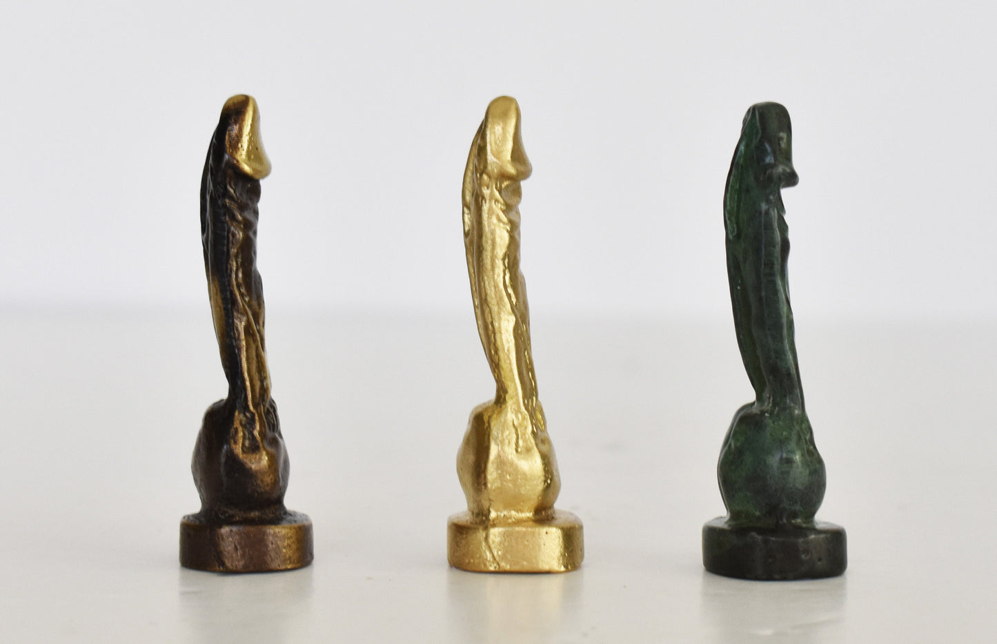 Ancient Greek Phallus - Set of Three - Small - Symbol of Good Fortune, Protected People and Sent Away Evil - pure bronze statue