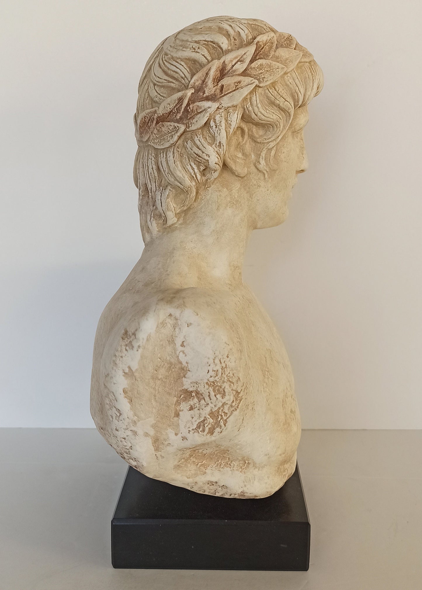 Apollo- God of Music,Poetry, Art, Prophecy, Truth, Archery, Plague, Healing, Sun and Light - Marble Base - Head Bust - Casting Stone
