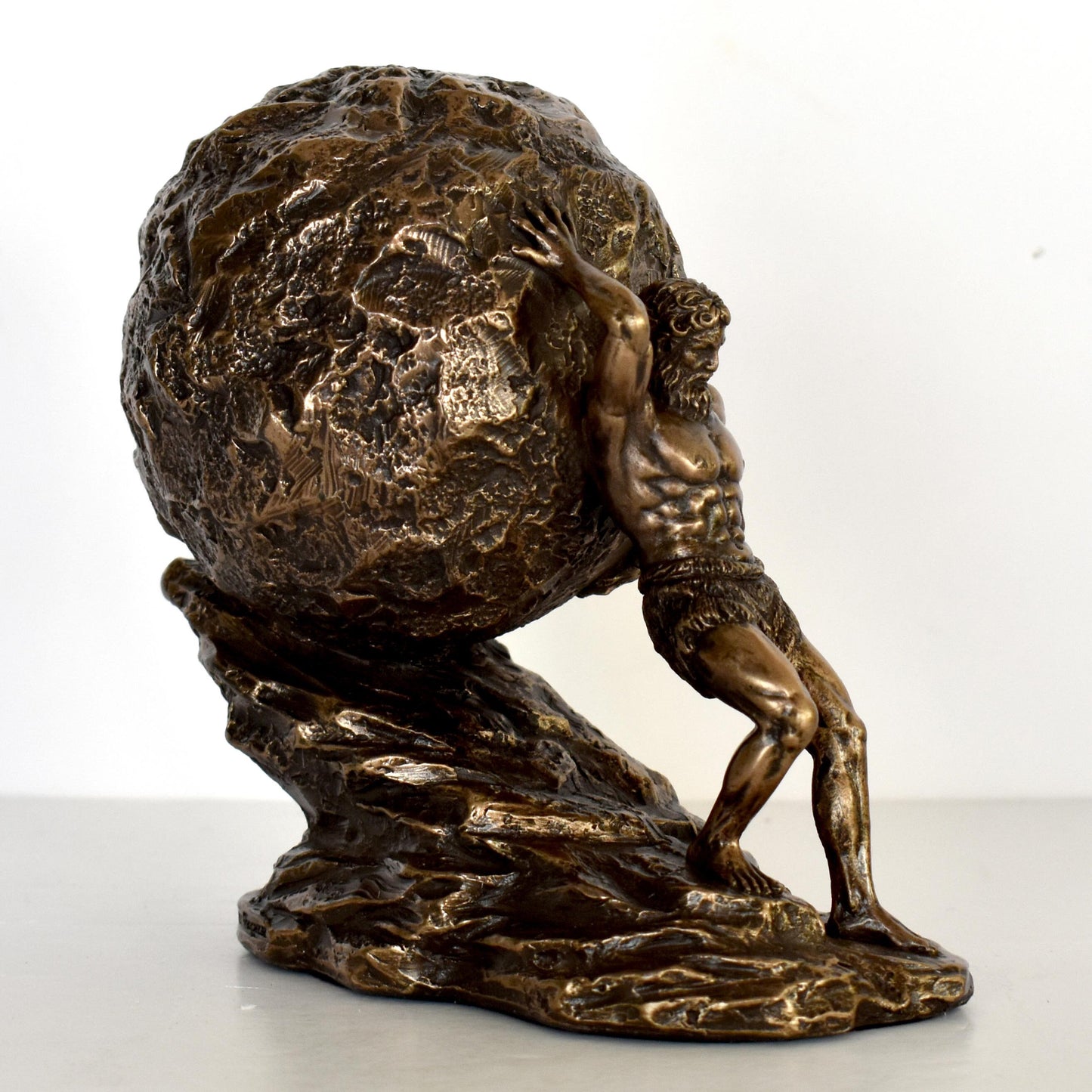 Sisyphus Sisyphos - Hades punished him to roll a boulder up a hill and to roll down every time it neared the top - Cold Cast Bronze Resin