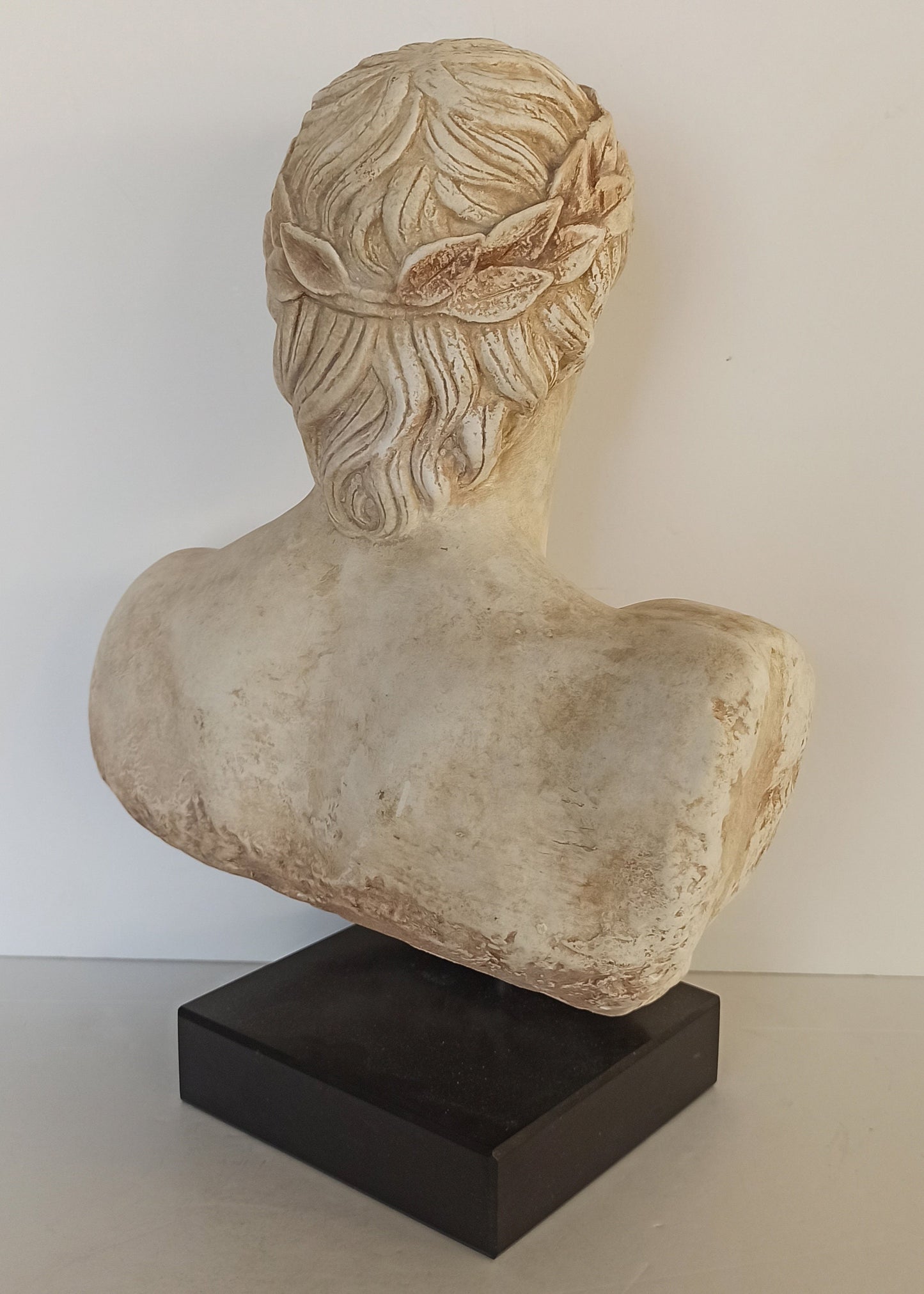 Apollo- God of Music,Poetry, Art, Prophecy, Truth, Archery, Plague, Healing, Sun and Light - Marble Base - Head Bust - Casting Stone