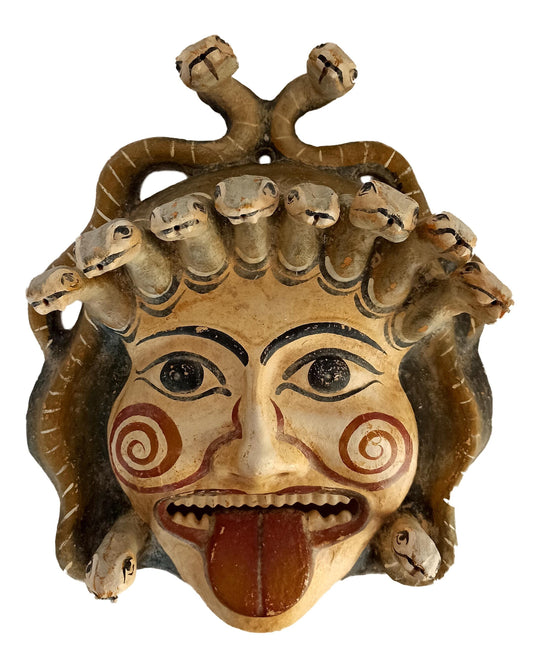 Medusa Mask - Snake-Haired Gorgon - Snake Lady - Monster Figure - Perseus and Goddess Athena myth - Ceramic Artifact