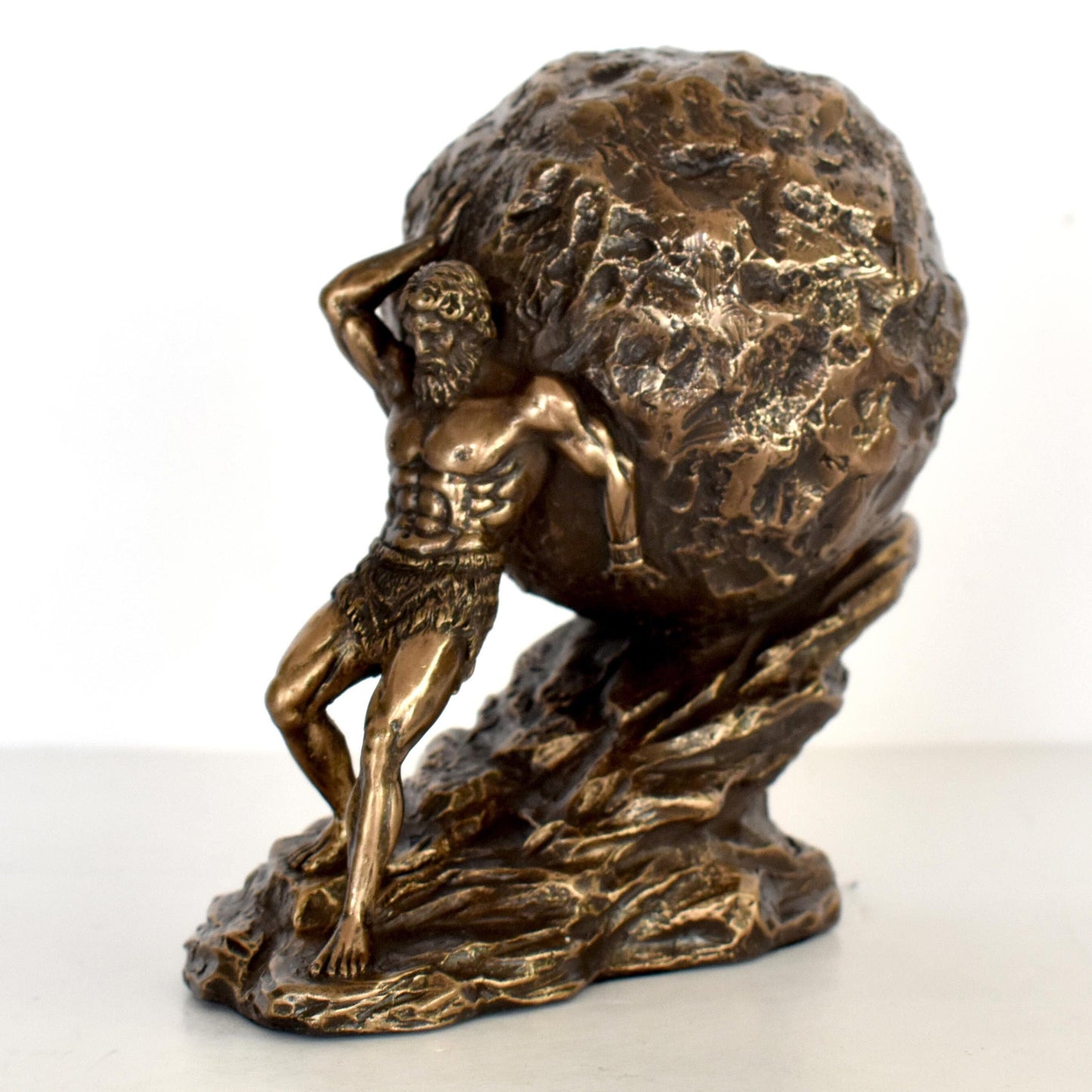 Sisyphus Sisyphos - Hades punished him to roll a boulder up a hill and to roll down every time it neared the top - Cold Cast Bronze Resin