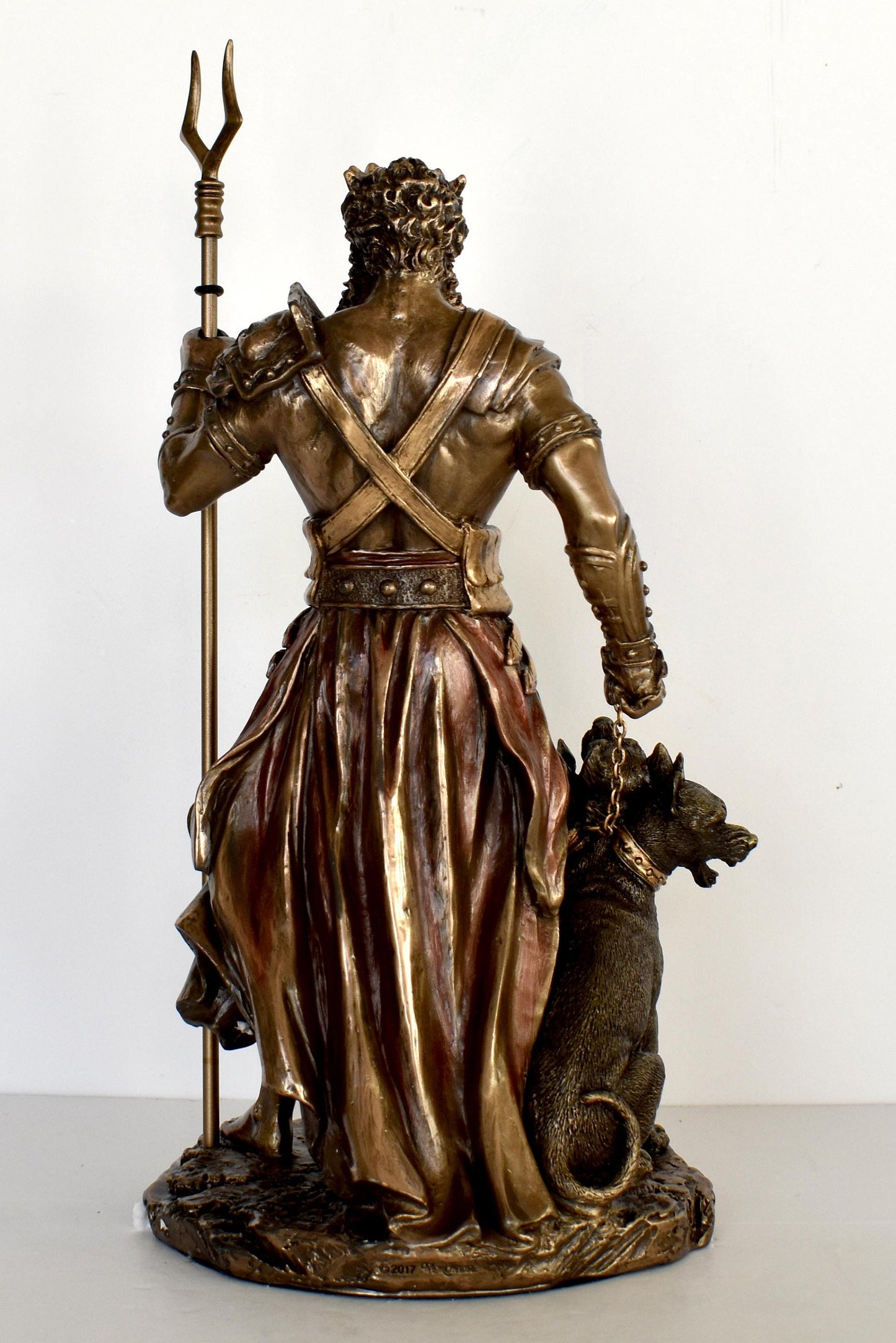 Hades and Cerberus - Greek Roman God of the Dead, King of the Underworld - Three-Headed Dog Guarding the Gates - Cold Cast Bronze Resin