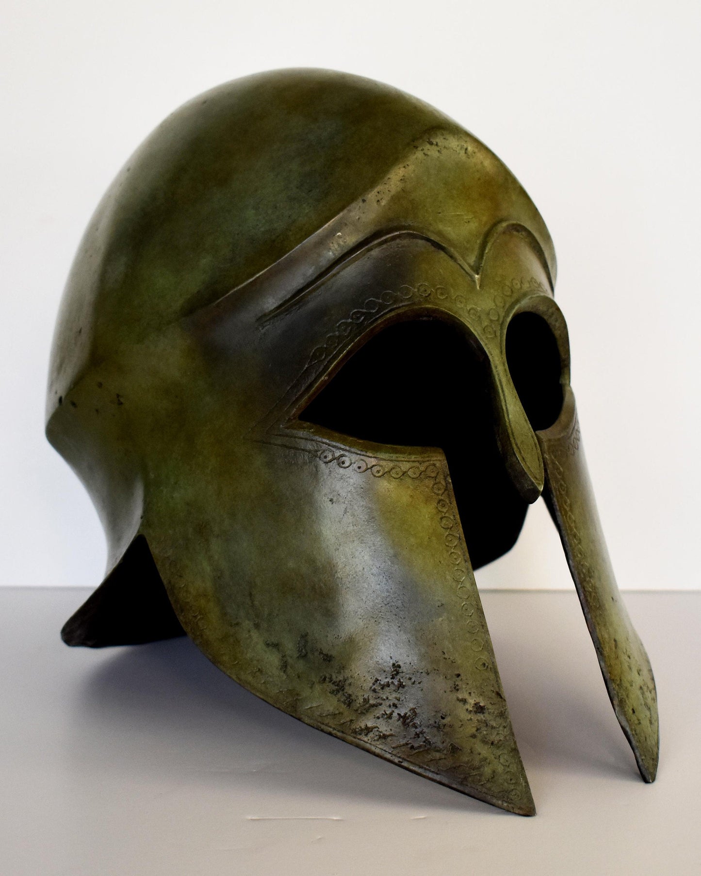 Ancient Greek Corinthian Helmet from Olympia - Associated with the Great Heroes of Ancient Greece - Museum Replica - pure bronze statue
