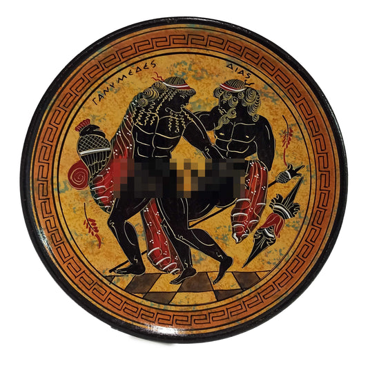 Zeus and Ganymedes - Homosexual Love - Trojan prince - Cupbearer and Lover on mount Olympus - Ceramic plate - Handmade in Greece