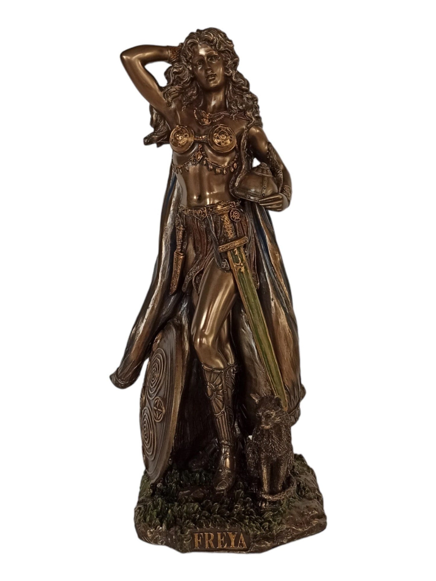 Freya Freyja - Norse Goddess associated with Love, Beauty, Fertility, Sex, War, Gold, and Seiðr - Cold Cast Bronze Resin