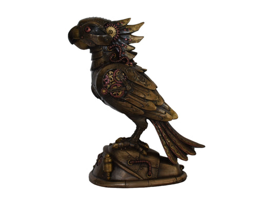 Parrot Statue - Steampunk - Modern Art - Decoration - Science Fiction - Cold Cast Bronze Resin