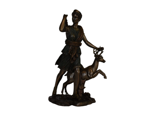 Artemis Diana – Greek Roman Goddess of Hunt, the Wilderness, Wild Animals, the Moon, and Chastity - sister of Apollo- Cold Cast Bronze Resin