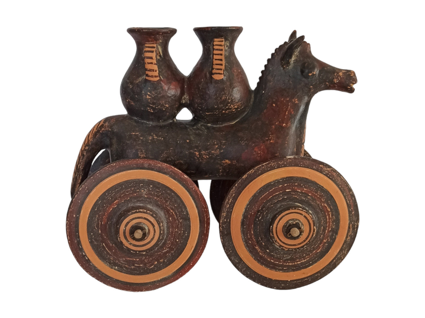 Horse on Wheels - Carrying Amphoras - Children's Toy - Athens, Attica - Geometric Period Pottery - Museum Reproduction - Ceramic Artifact