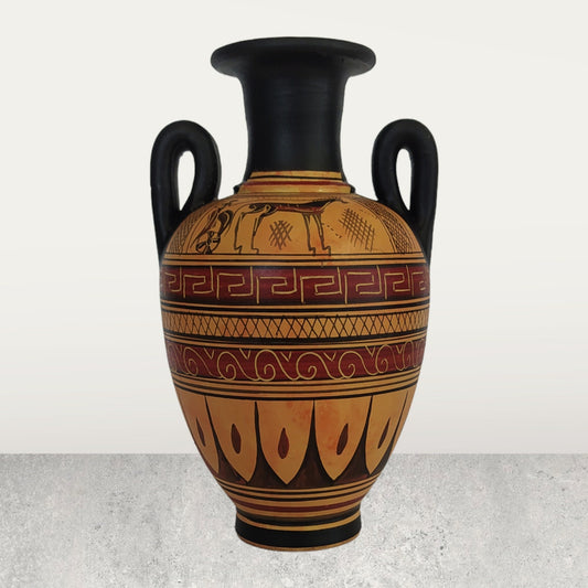 Ancient Greek Vessel - Geometric period - 900-700 BC - Man on Chariot and Patterns - Attica, Athens - Ceramic Vase