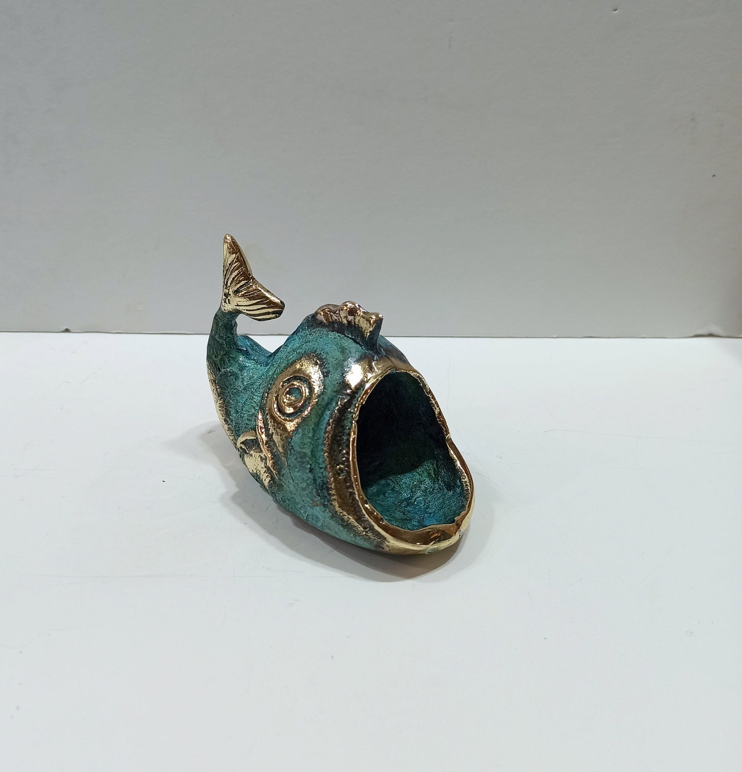 Fish Shaped Ashtray - Symbol of Prosperity, Fertility, Wisdom,and Luck - pure Bronze Sculpture
