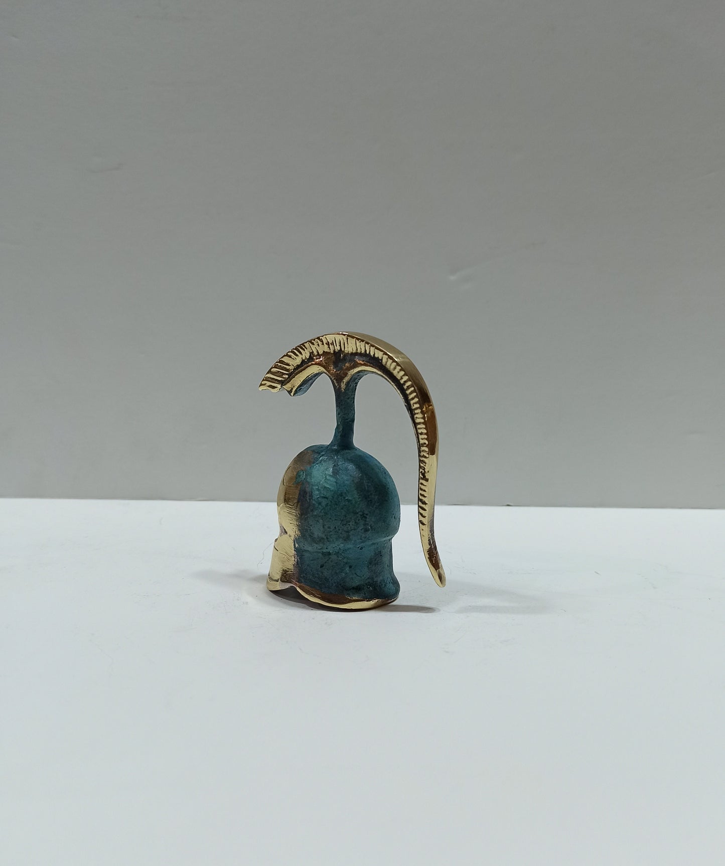 Ancient Greek Spartan Corinthian Helmet - With high Plume - Pure Bronze Statue