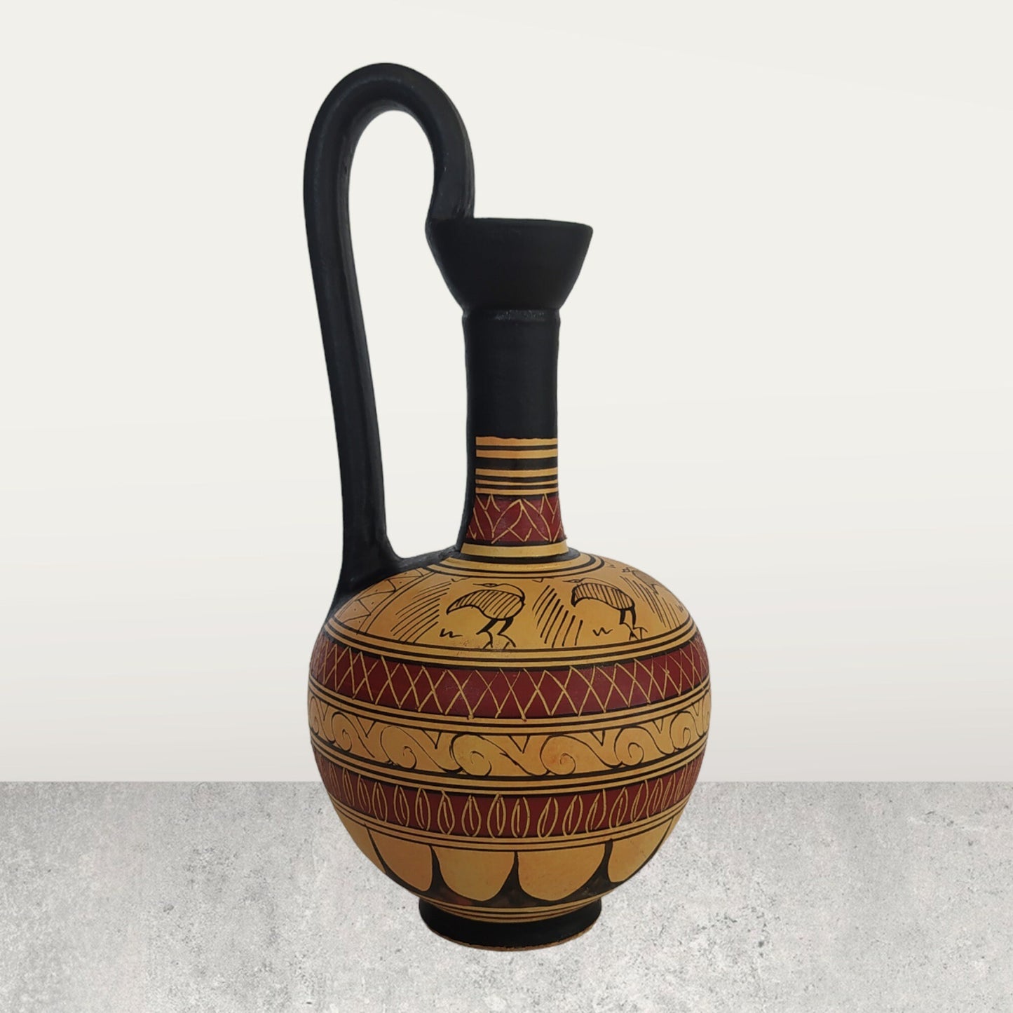Ancient Greek Vessel - Geometric period - 900-700 BC - Animals and Patterns - Attica, Athens - Ceramic Vase