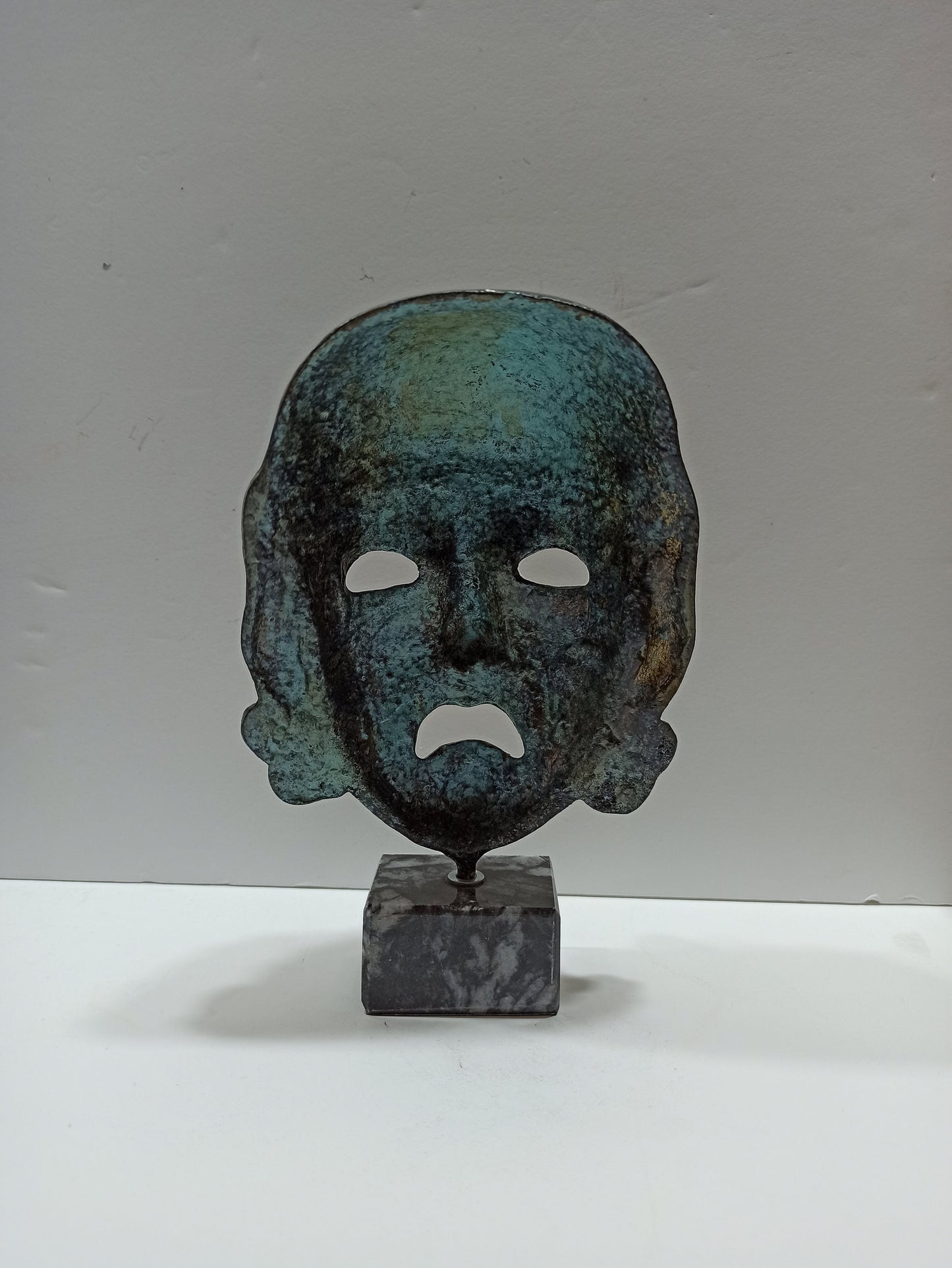 Tragedy Mask - Ancient Greece - Drama - Decorative - Necessary Device for the Art of Theater - pure bronze statue