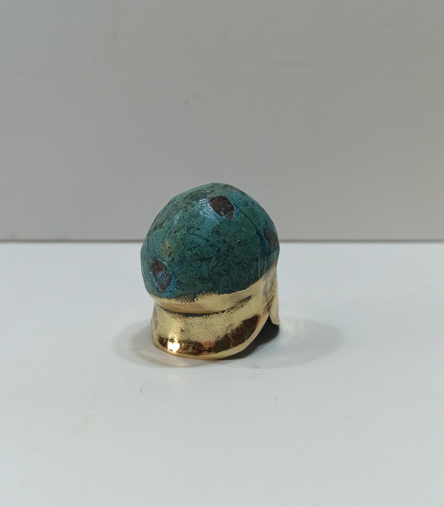 Ancient Greek Spartan Corinthian Helmet - With slits for the eyes and mouth - Pure Bronze Statue