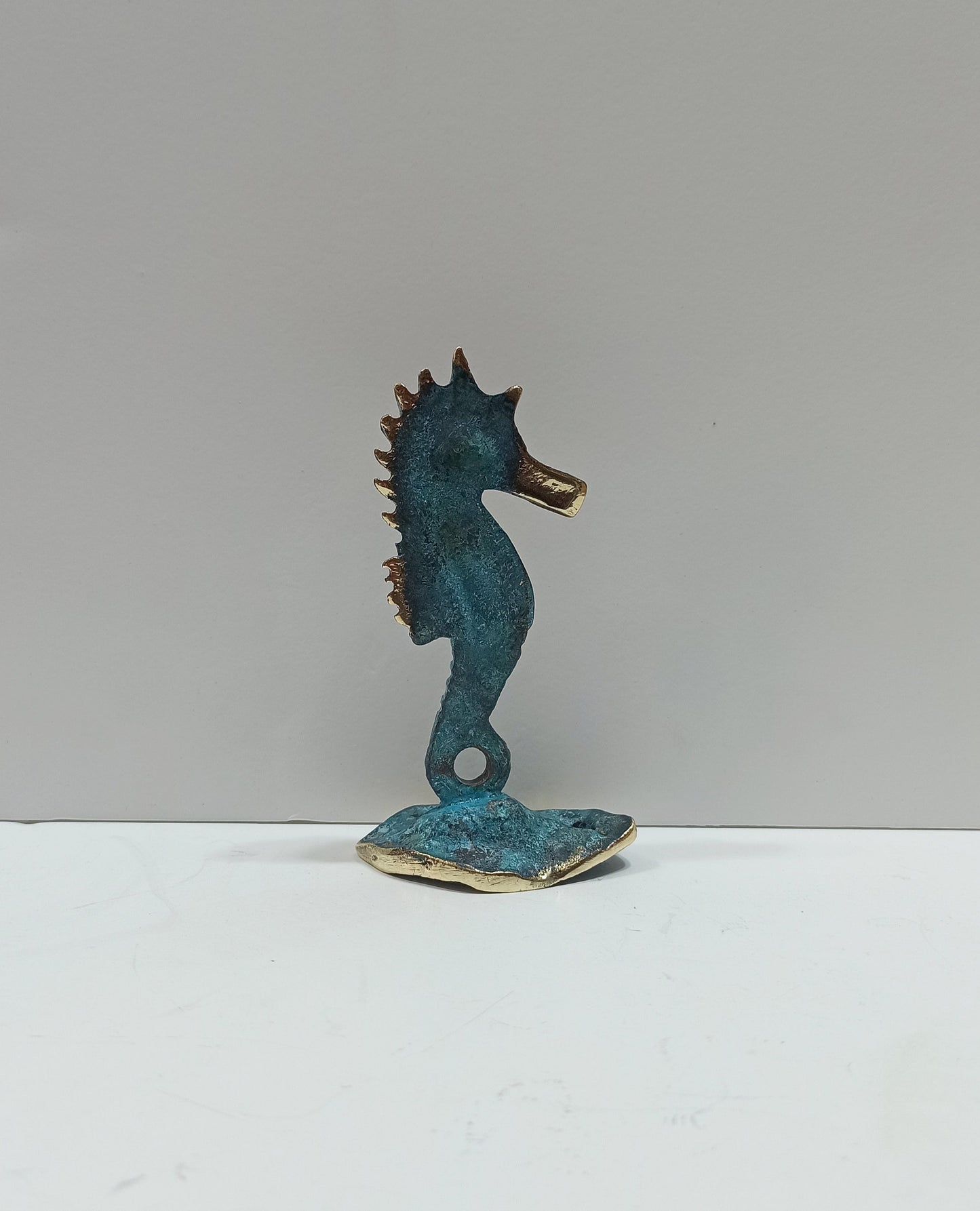 Hippocampus Seahorse - Miniature - Symbol of God Poseidon - Power, Water, Helpfulness, Bravery - pure Bronze Sculpture