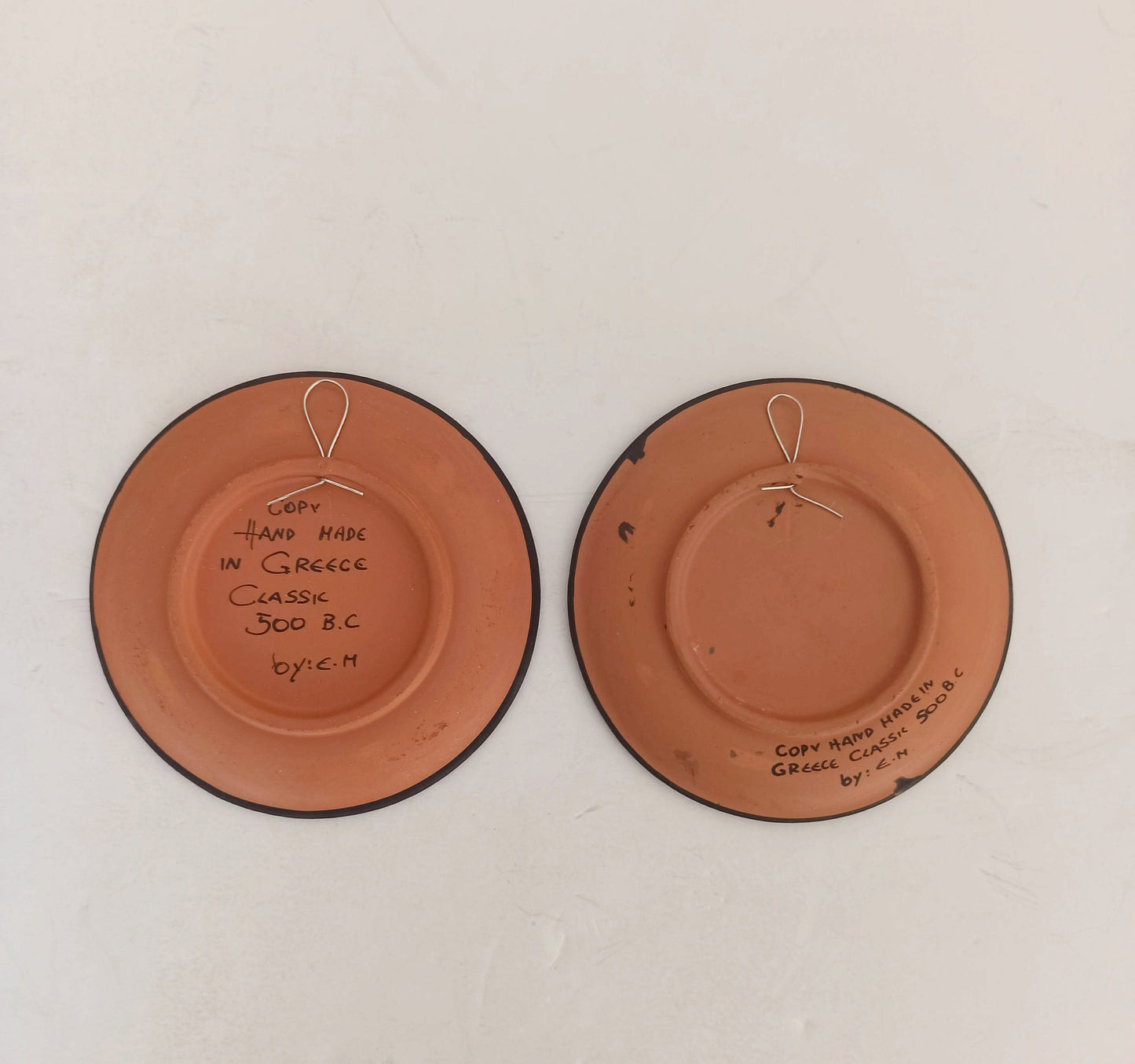 Homoerotic Scene between Two Males - Set of Two - Athens, 500 BC - Representation of Red Figure Vessel - Ceramic - Handmade in Greece