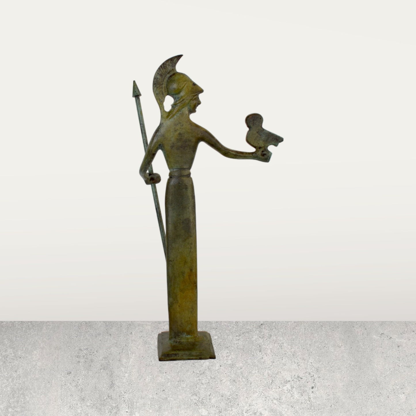 Athena Minerva with Owl - Greek Roman Goddess of wisdom, handicraft, and warfare - Greek Mythology - pure bronze  statue