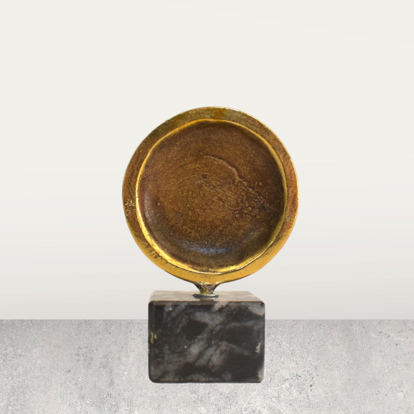 Ancient Greek Macedonian Shield - Vergina Sun - Rayed Solar Symbol - Marble Base - Museum Replica - Pure Bronze Sculpture