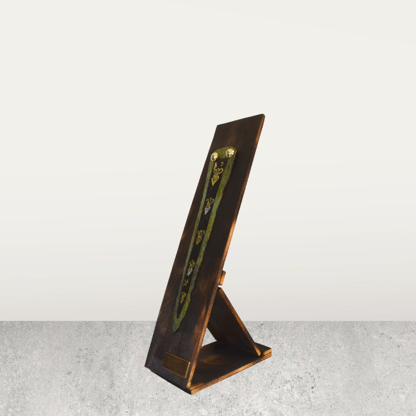Mycenaean Sword, Xiphos - Octopus Design - Symbol of Wisdom, Mystery - 1600 BC - Wooden Base - Replica - pure Bronze Sculpture