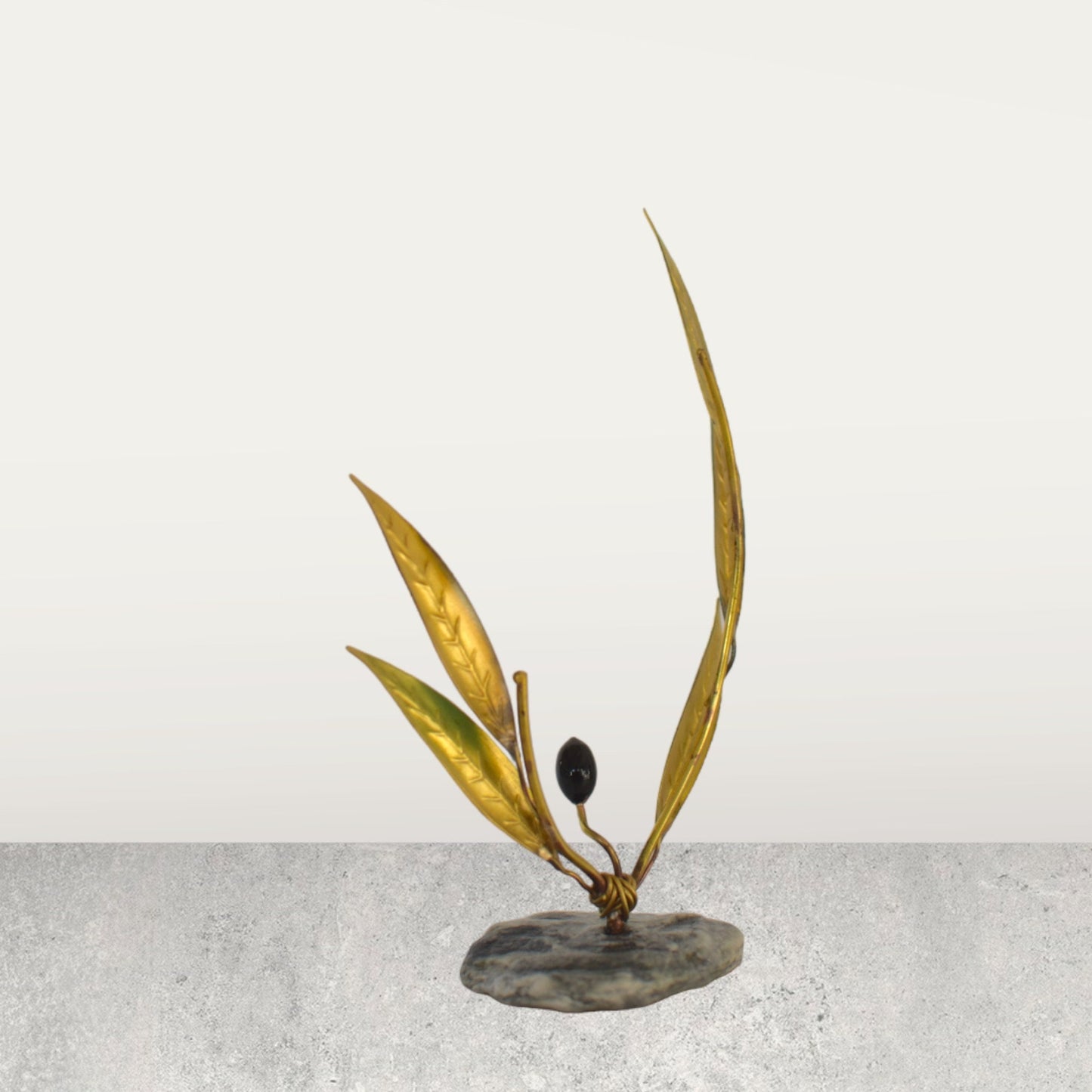 Olive Branch - Ancient Greek Symbol of Peace and Victory - Olympic Games Prize - Marble Base - Small - pure bronze statue
