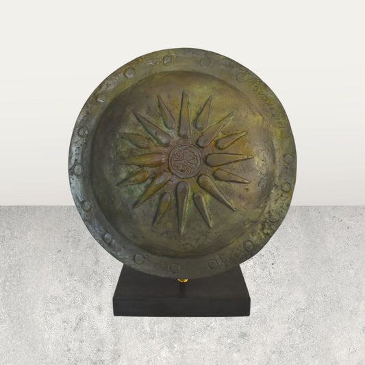 Ancient Greek Macedonian Shield - Vergina Sun - Represents the totality of all four elements, Water, Earth, Fire, and Air - Bronze
