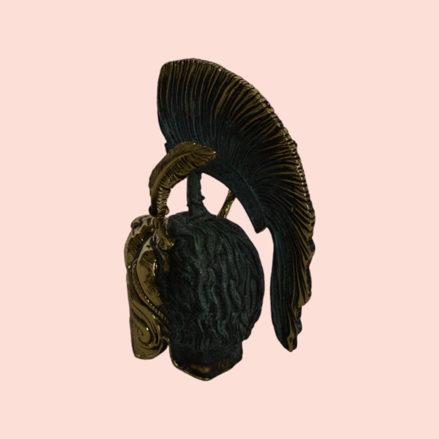 Ancient Greek Spartan Corinthian Helmet - Alexander the Great - pure bronze statue