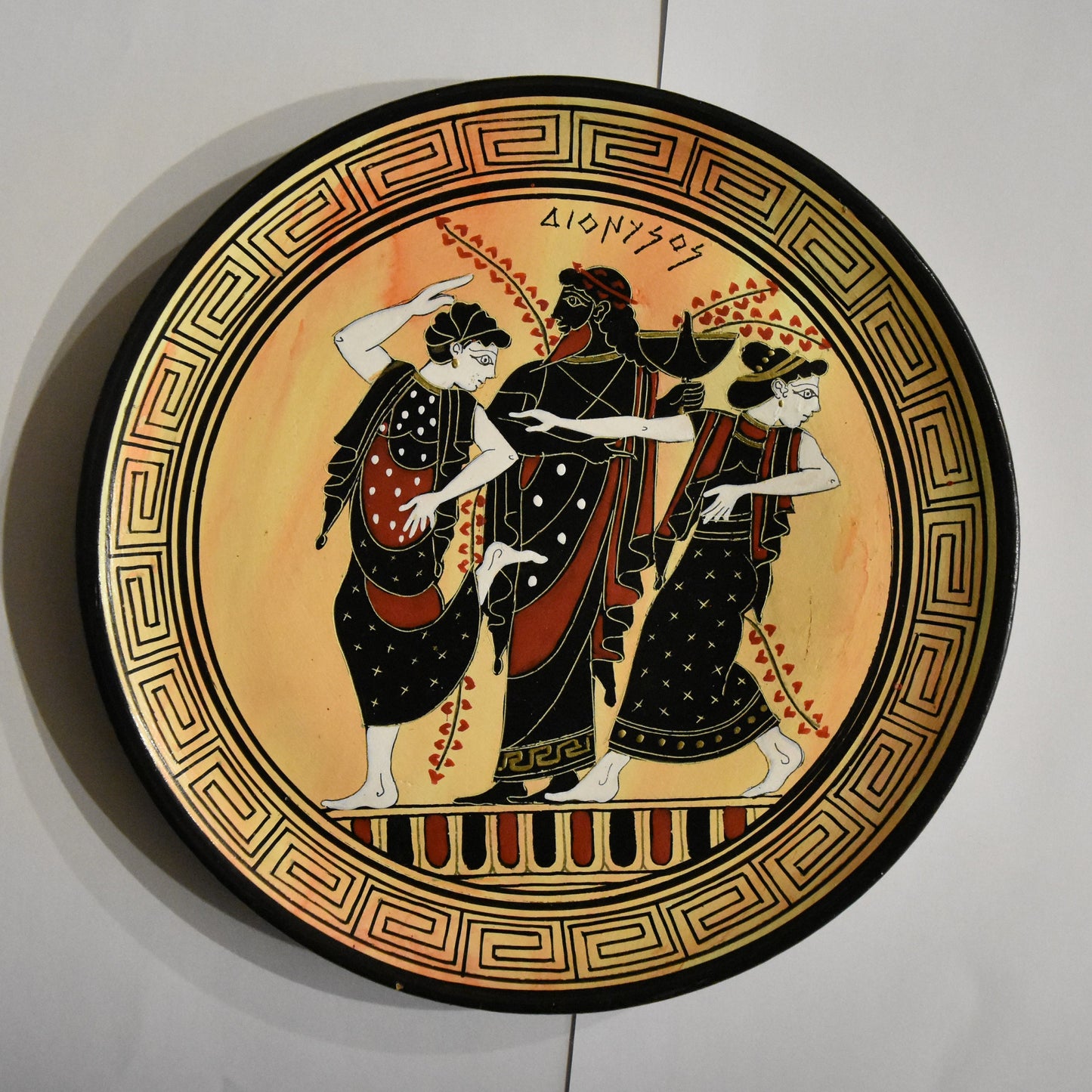 Dionysus - God of Winemaking, Fertility, Religious ecstasy - Maenads - Female Followers, Cult Members or Nurses of Dionysus - Ceramic plate