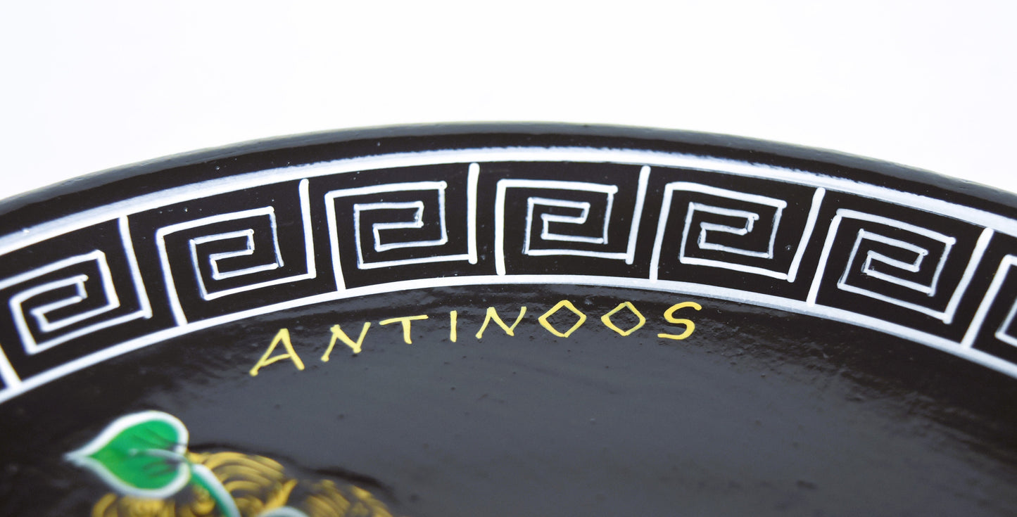 Antinous and Hadrian - An Ancient Love Story over the Centuries - Classic Period,500 BC - Meander Motif - Ceramic plate - Handmade in Greece