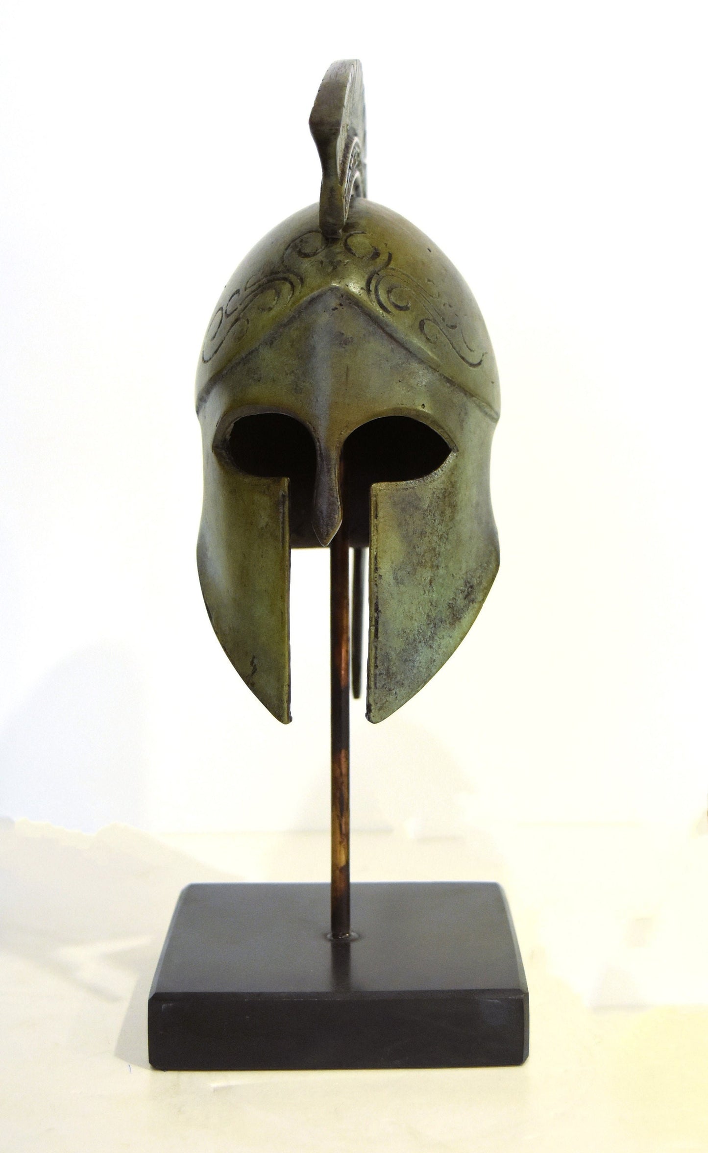 Ancient Greek Athenian Corinthian Helmet - Classic Period - Marble Base - Museum Replica - Pure Bronze Statue