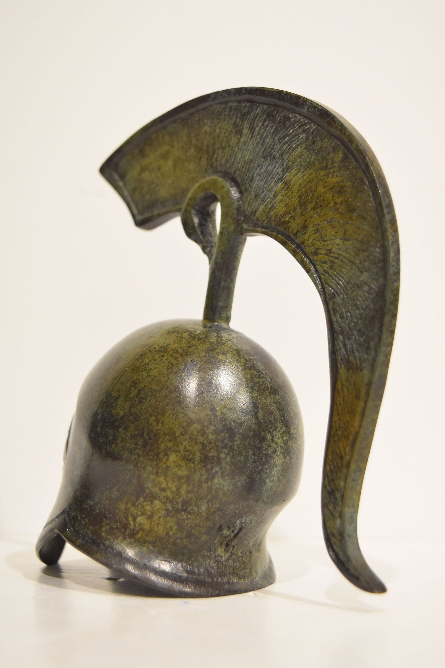 Ancient Greek Spartan Corinthian Helmet - War Protection - pure bronze statue