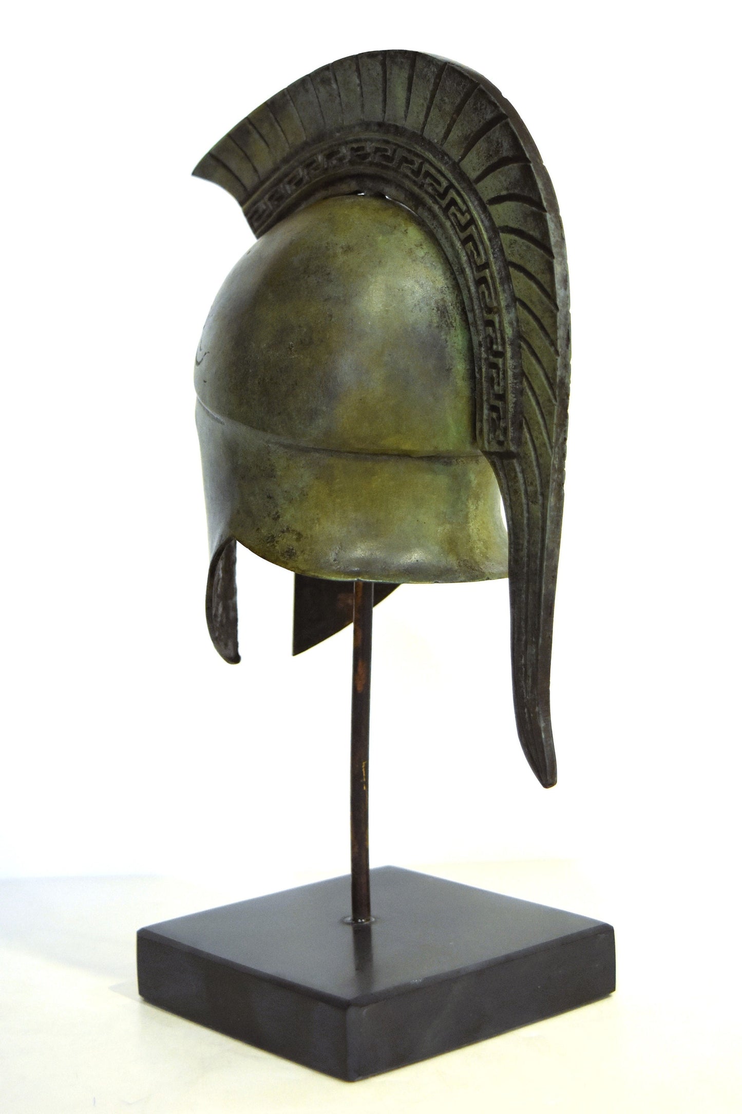 Ancient Greek Athenian Corinthian Helmet - Classic Period - Marble Base - Museum Replica - Pure Bronze Statue