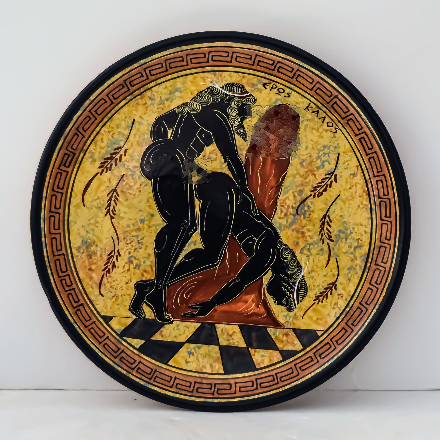 Homoerotic Scene between Two Males - Athens, 500 BC - Everything I do, I do it for you - Ceramic - Meander design - Handmade in Greece