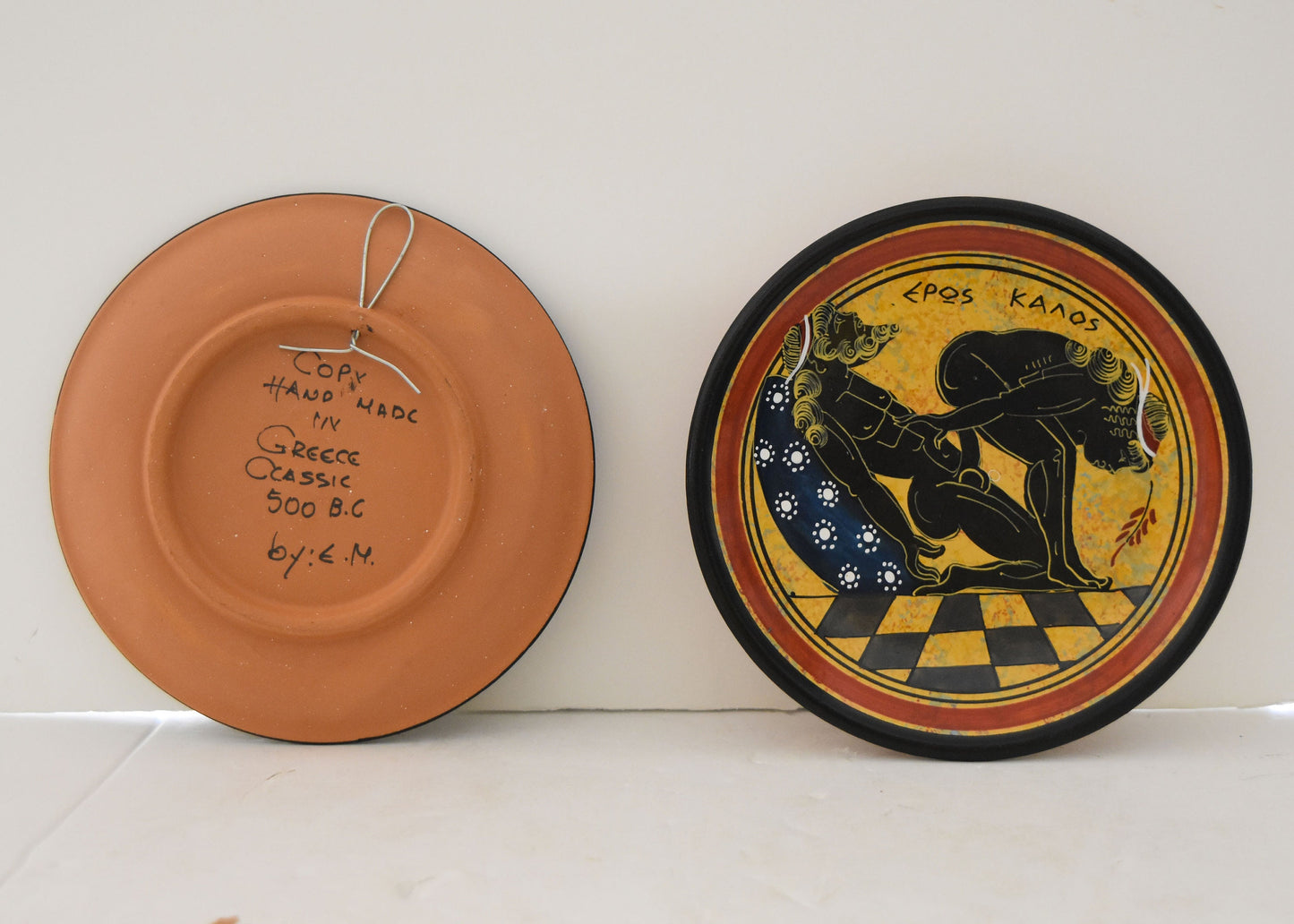 Homoerotic Scene between Two Males - Set of Two - Athens, 500 BC - True love stories never have endings - Ceramic - Handmade in Greece